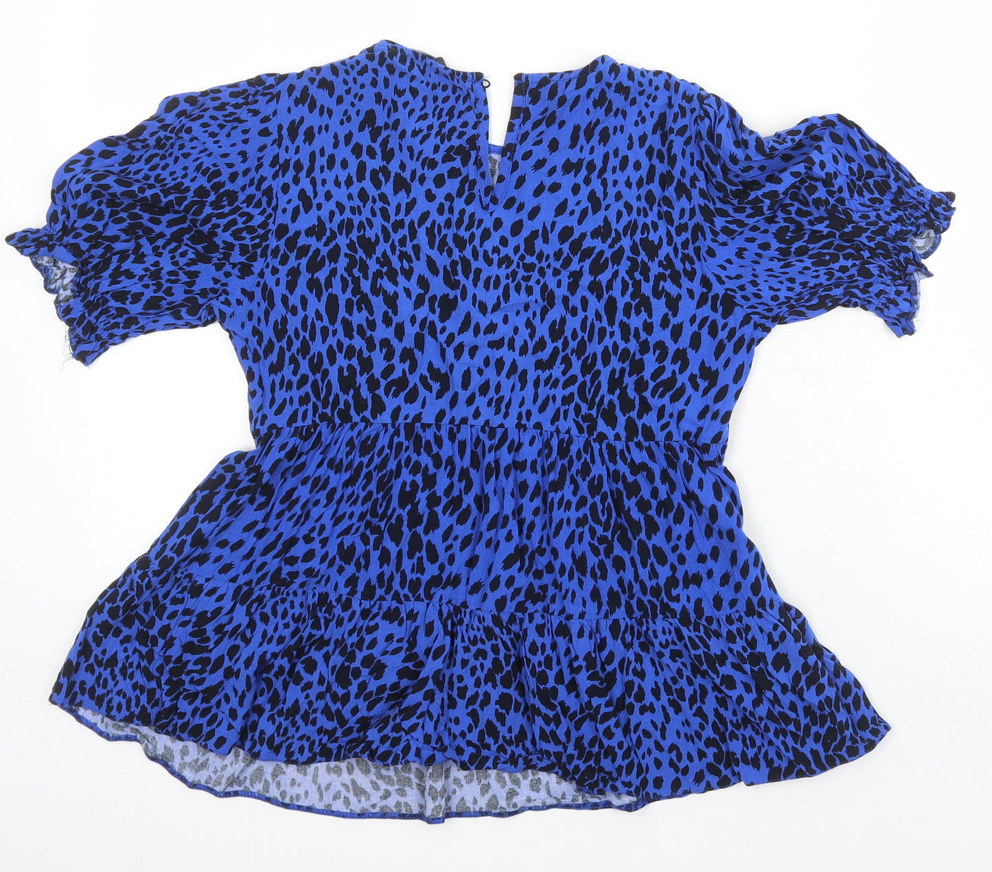 New Look Womens Multicoloured Animal Print Viscose Tunic Blouse Size 8 Round Neck