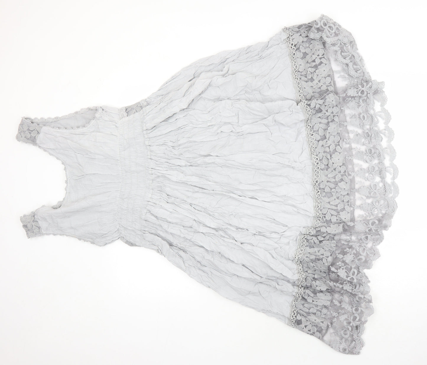Ambra Womens Grey Viscose A-Line Size XL V-Neck - Lace Detail