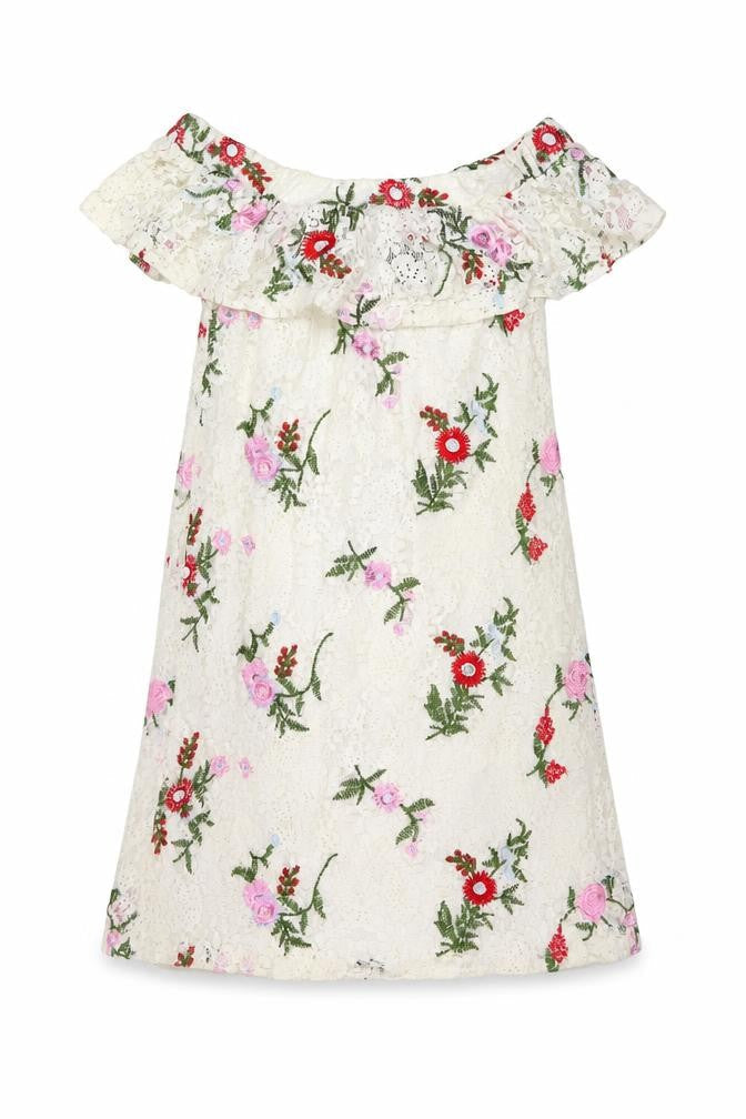 New Look Womens White Floral Cotton A-Line Size 6 Square Neck Pullover