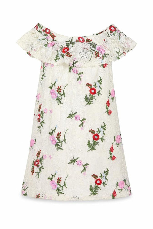 New Look Womens White Floral Cotton A-Line Size 6 Square Neck Pullover