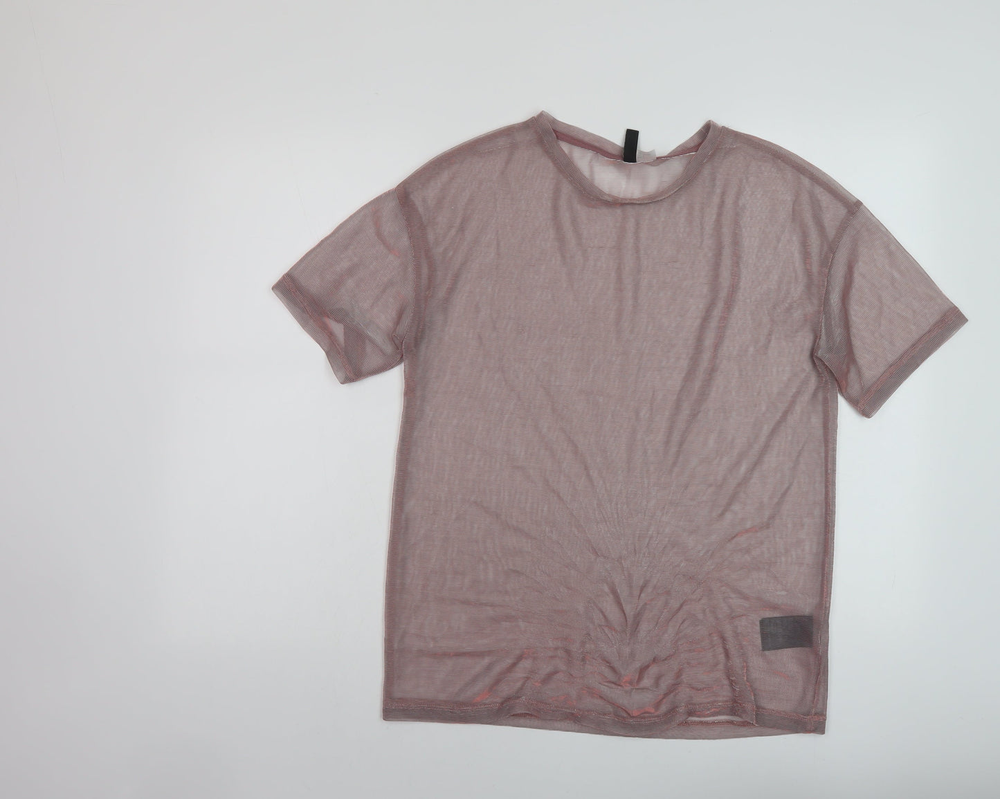 H&M Womens Pink Polyester Basic T-Shirt Size S Round Neck