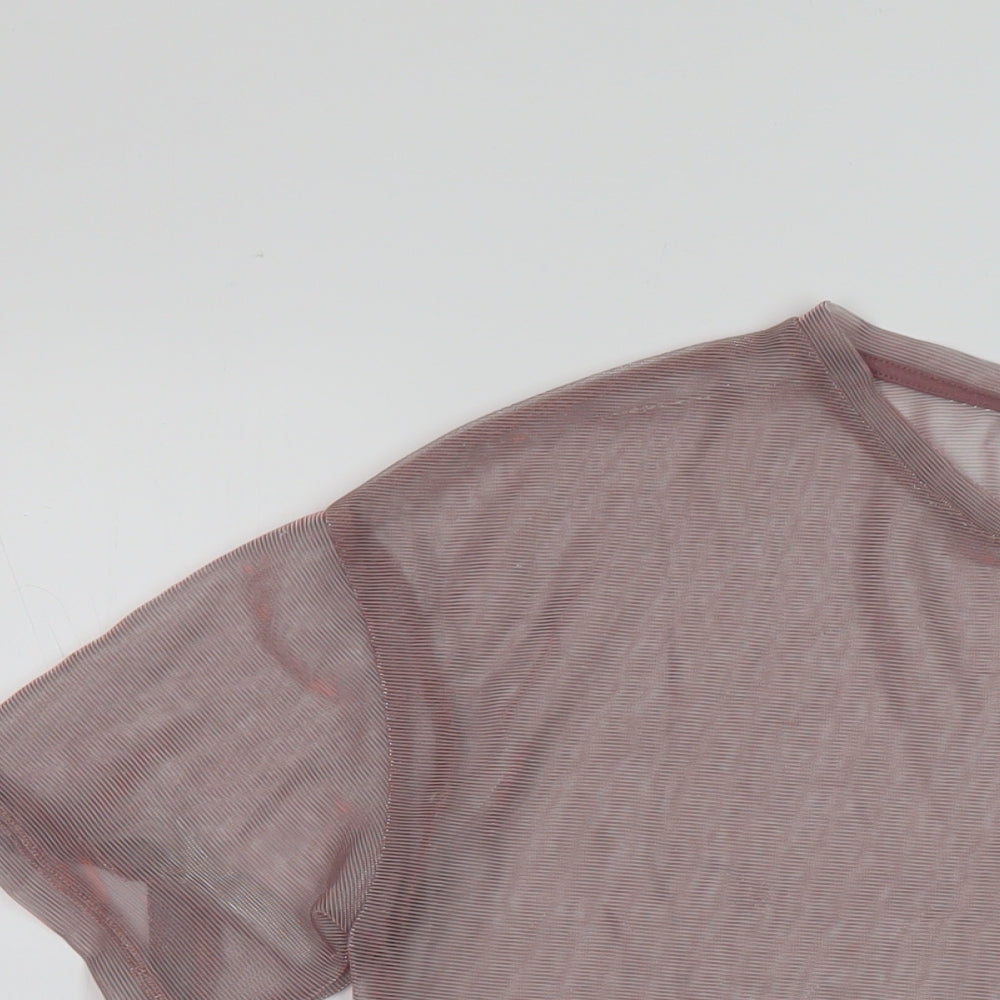 H&M Womens Pink Polyester Basic T-Shirt Size S Round Neck