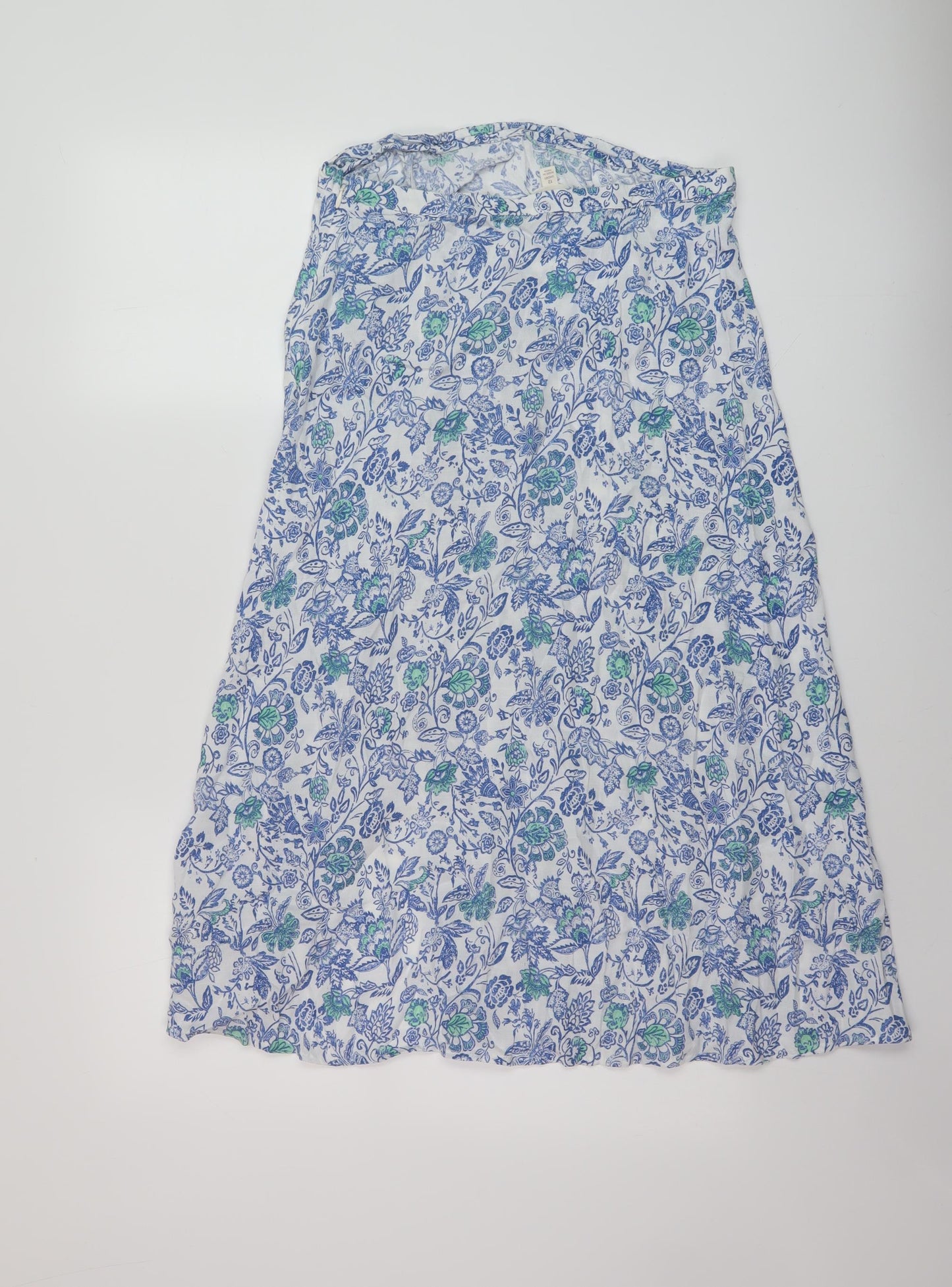Per Una Womens Blue Floral Viscose A-Line Skirt Size 12 Zip