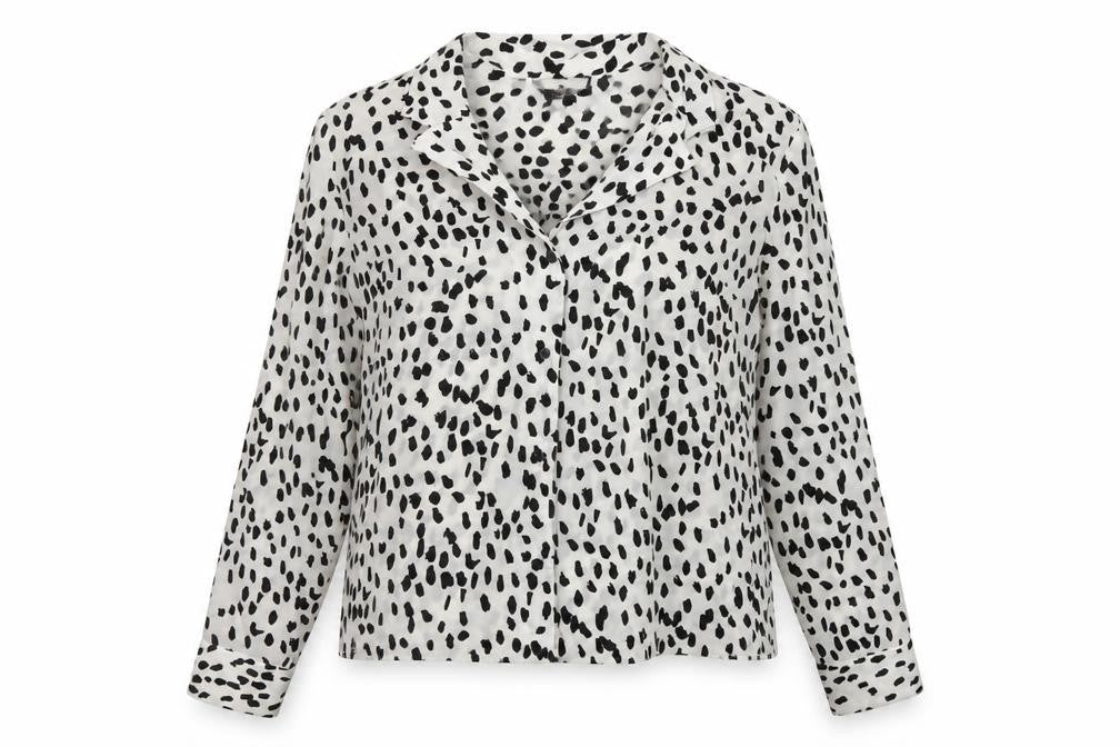 Topshop Womens Ivory Animal Print Polyester Basic Blouse Size 12 V-Neck