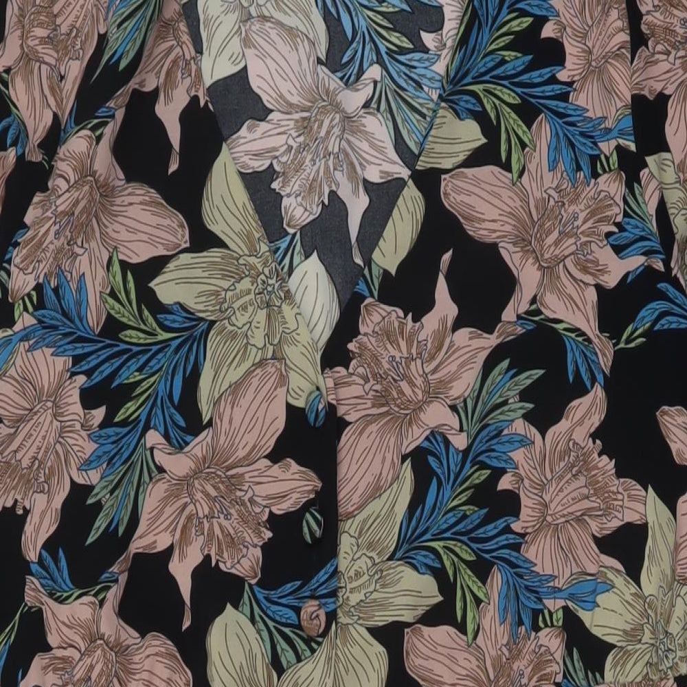 VILA Womens Multicoloured Floral Polyester A-Line Size 10 V-Neck Button