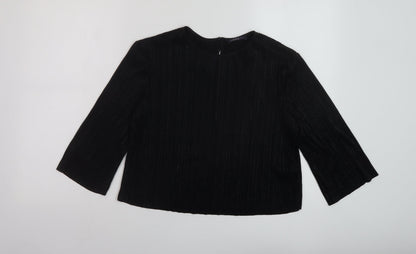 Marks & Spencer Womens Black Polyester Basic Blouse Size 10 Round Neck