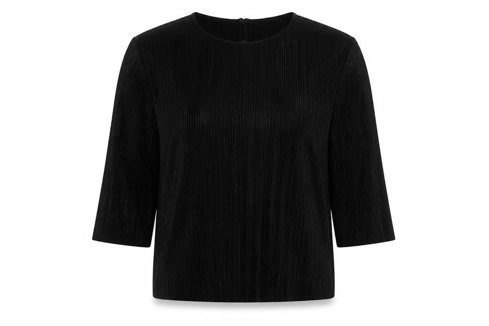 Marks & Spencer Womens Black Polyester Basic Blouse Size 10 Round Neck
