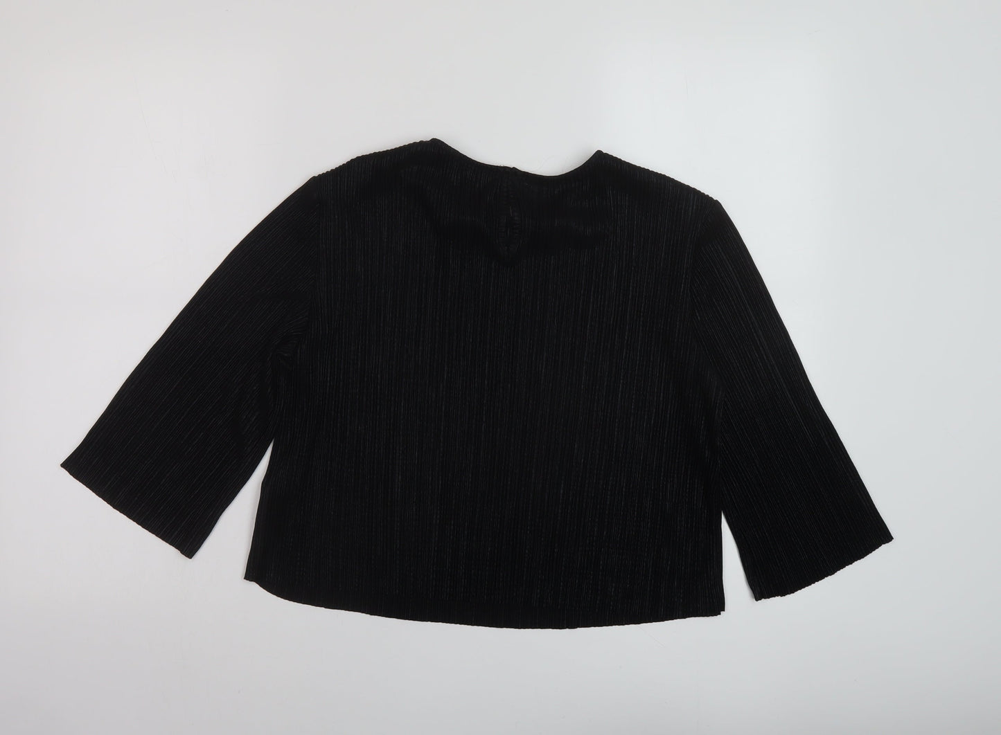 Marks and Spencer Womens Black Polyester Basic Blouse Size 10 Round Neck