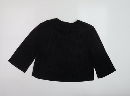 Marks & Spencer Womens Black Polyester Basic Blouse Size 10 Round Neck
