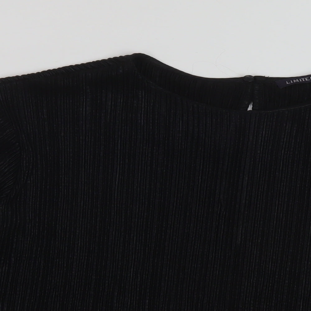 Marks and Spencer Womens Black Polyester Basic Blouse Size 10 Round Neck