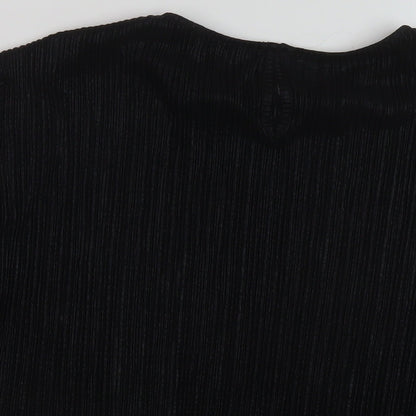 Marks & Spencer Womens Black Polyester Basic Blouse Size 10 Round Neck