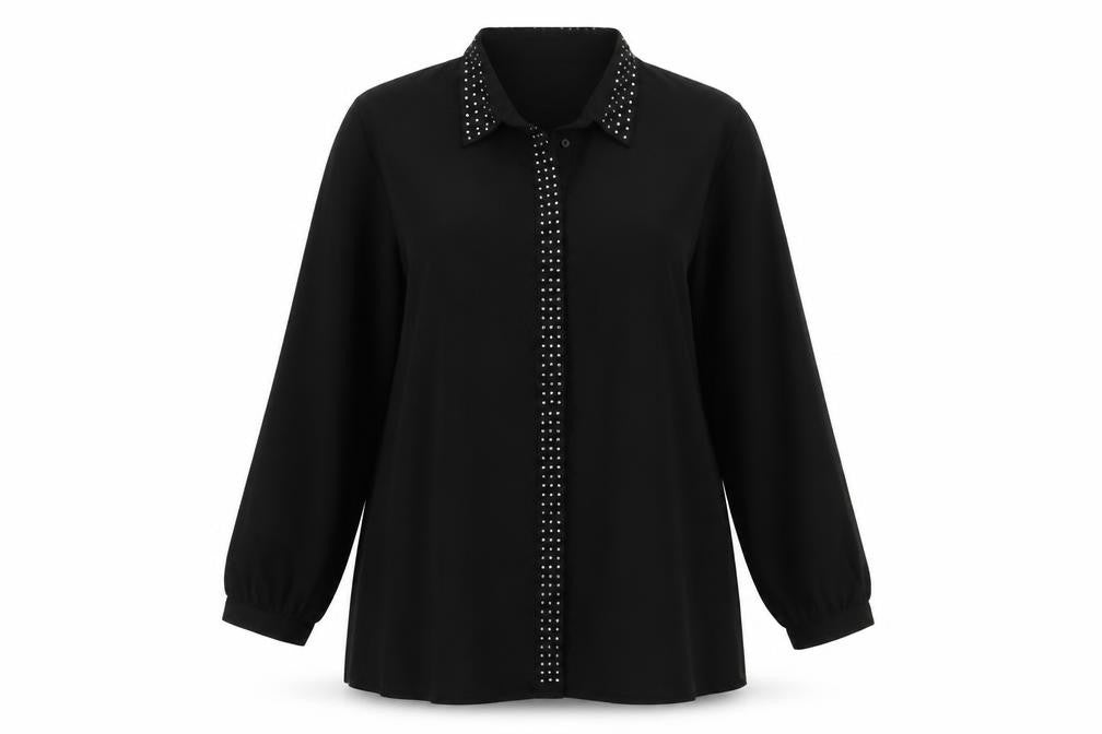 MICHA Womens Black Polyester Basic Button-Up Size 20 Collared