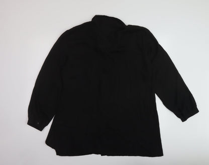 MICHA Womens Black Polyester Basic Button-Up Size 20 Collared