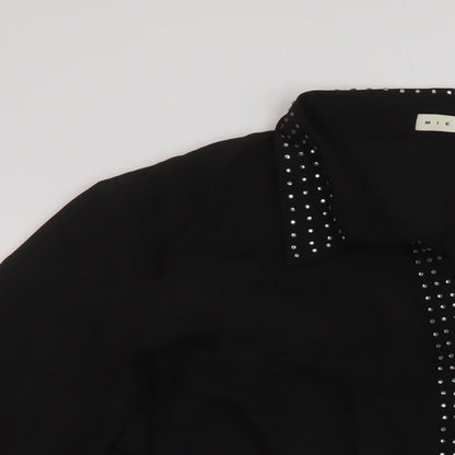 MICHA Womens Black Polyester Basic Button-Up Size 20 Collared