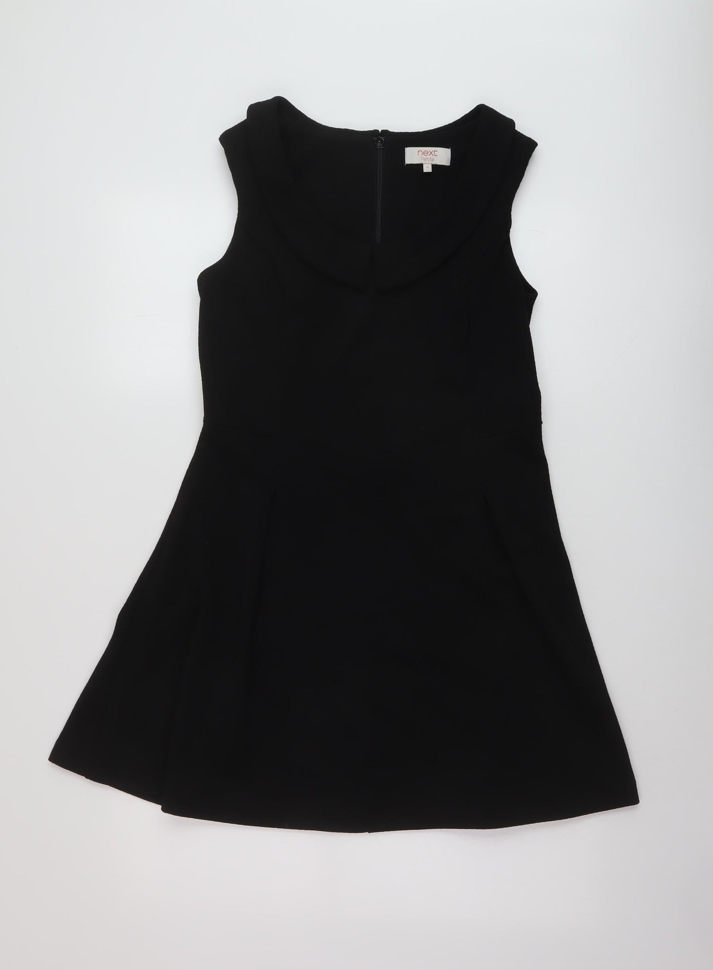 NEXT Womens Black Polyester A-Line Size 10 Round Neck Zip