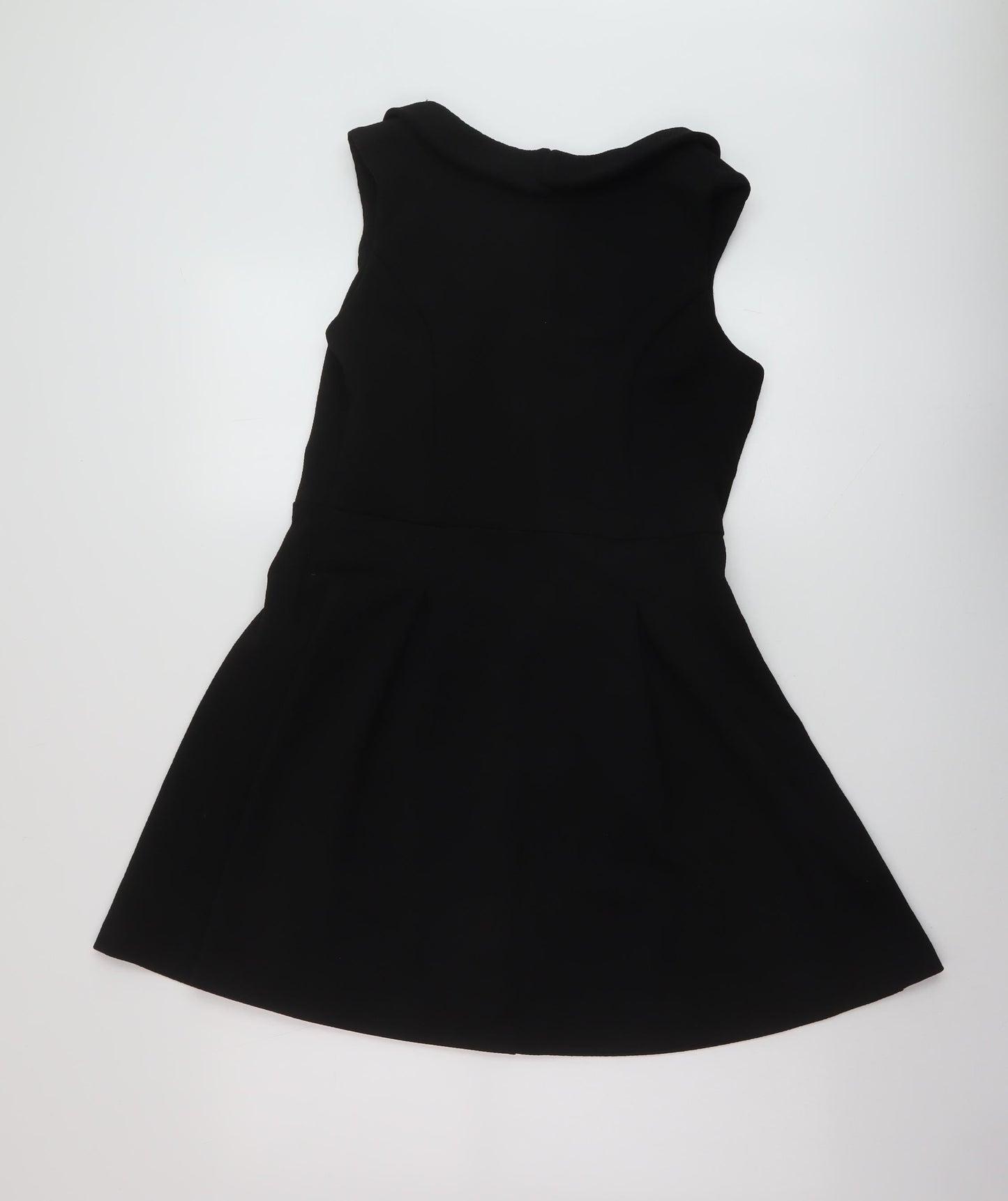 NEXT Womens Black Polyester A-Line Size 10 Round Neck Zip