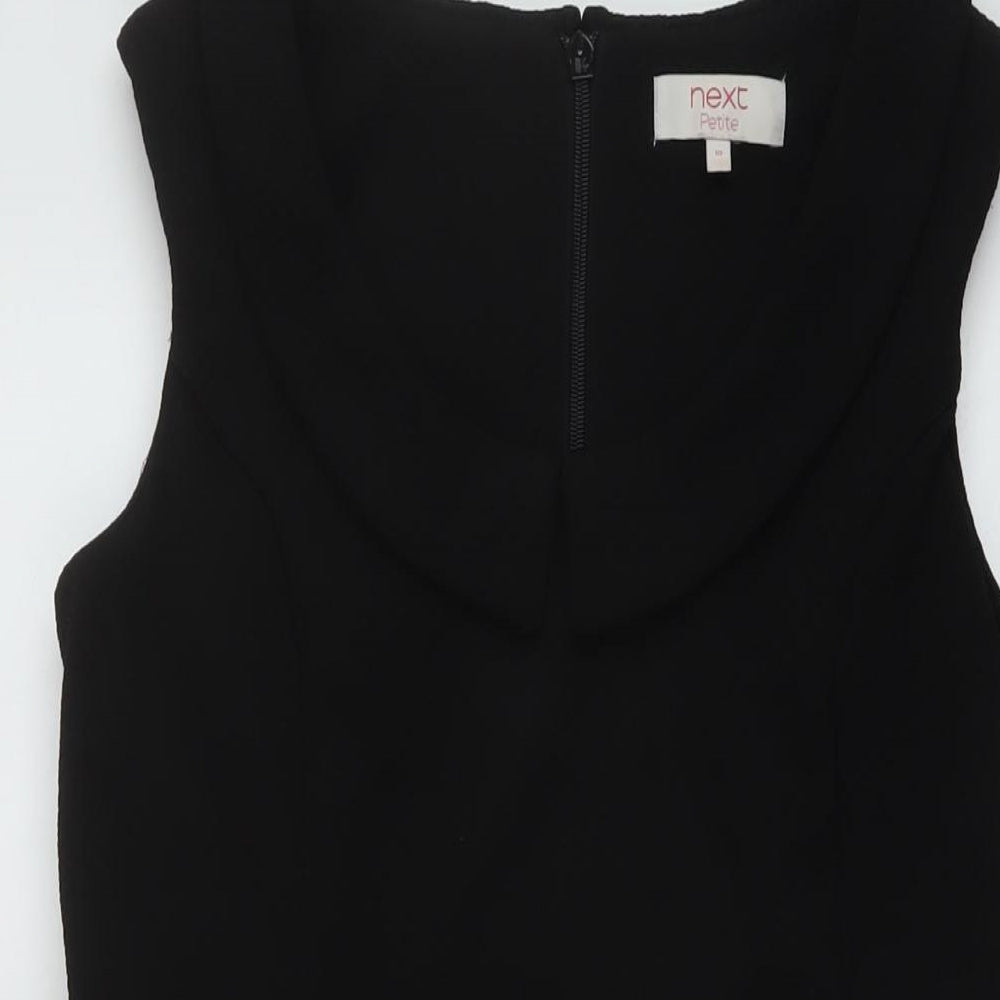 NEXT Womens Black Polyester A-Line Size 10 Round Neck Zip