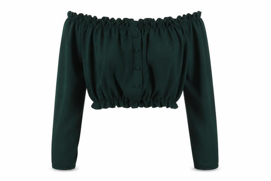 New Look Womens Green Polyester Cropped Blouse Size 6 Square Neck