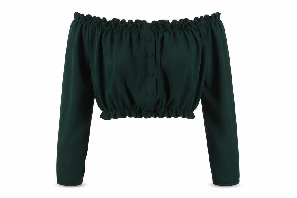 New Look Womens Green Polyester Cropped Blouse Size 6 Square Neck