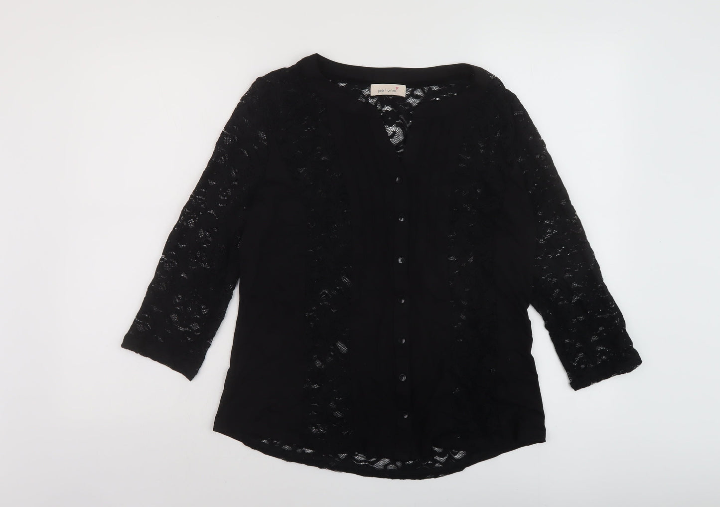 Per Una Womens Black Polyamide Basic Blouse Size 14 V-Neck