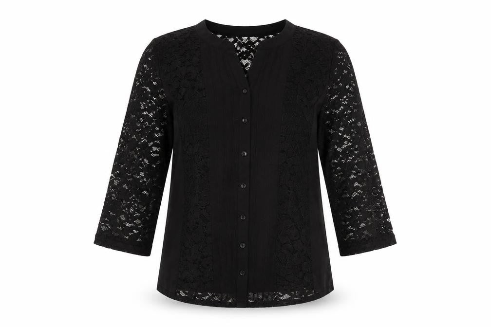 Per Una Womens Black Polyamide Basic Blouse Size 14 V-Neck