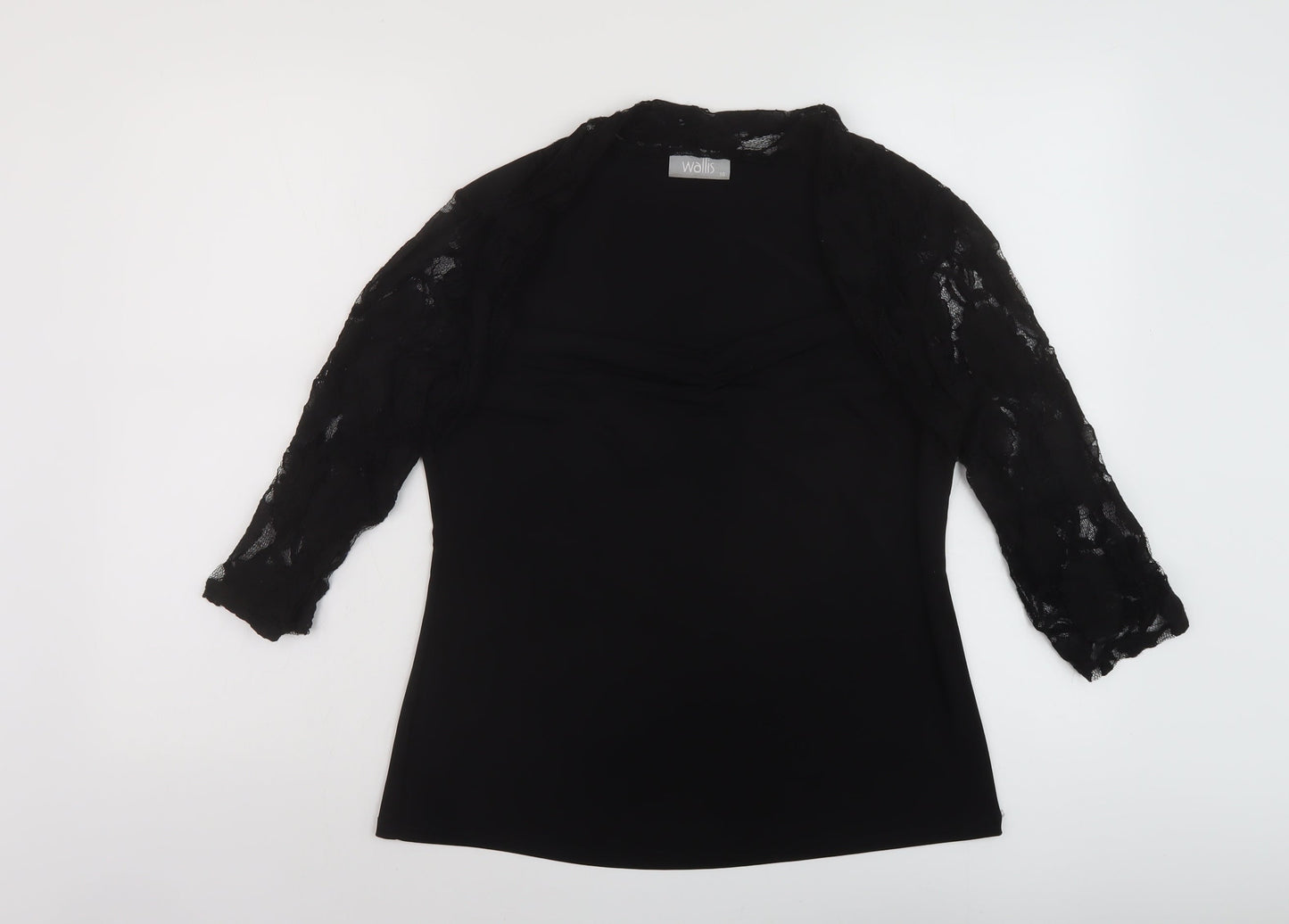 Wallis Womens Black Polyester Basic Blouse Size 16 Square Neck