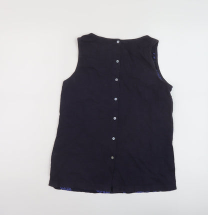 Next Womens Blue Geometric Cotton Basic Tank Size 10 Round Neck