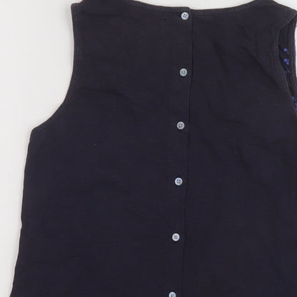 Next Womens Blue Geometric Cotton Basic Tank Size 10 Round Neck