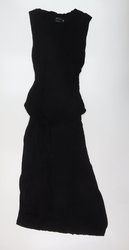 Additional front view of ASOS women’s black viscose a-line, size UK 12, round neck pullover