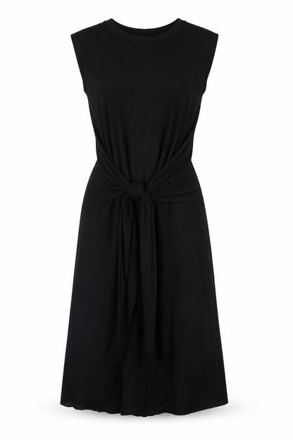 Front view of ASOS women’s black viscose a-line, size UK 12, round neck pullover