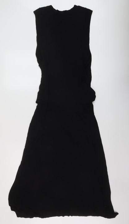 Back view of ASOS women’s black viscose a-line, size UK 12, round neck pullover