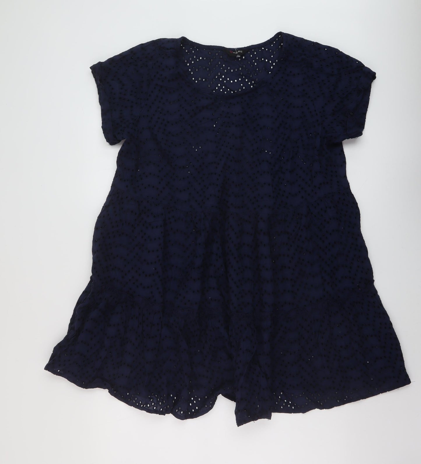 Yours Womens Blue Cotton A-Line Size 20 Round Neck Pullover