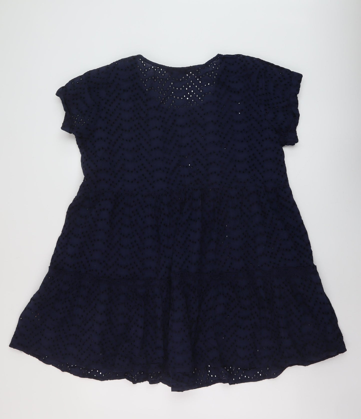 Yours Womens Blue Cotton A-Line Size 20 Round Neck Pullover