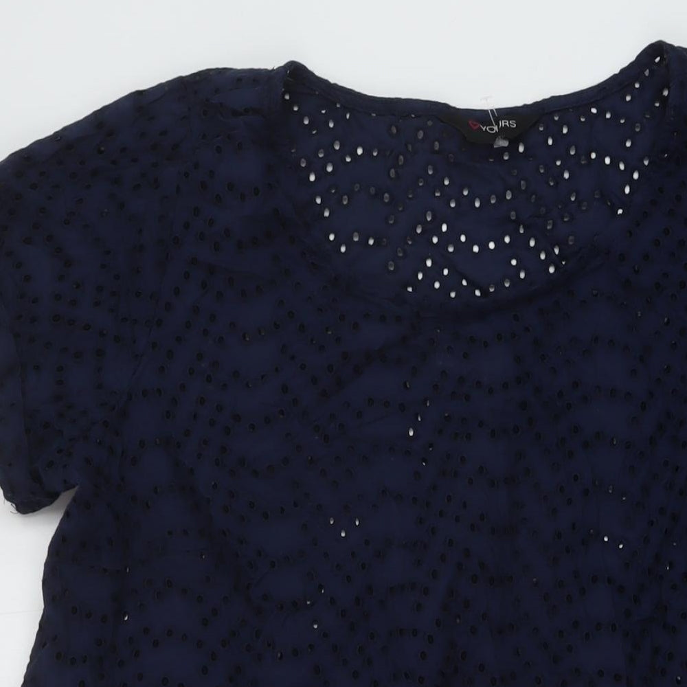 Yours Womens Blue Cotton A-Line Size 20 Round Neck Pullover