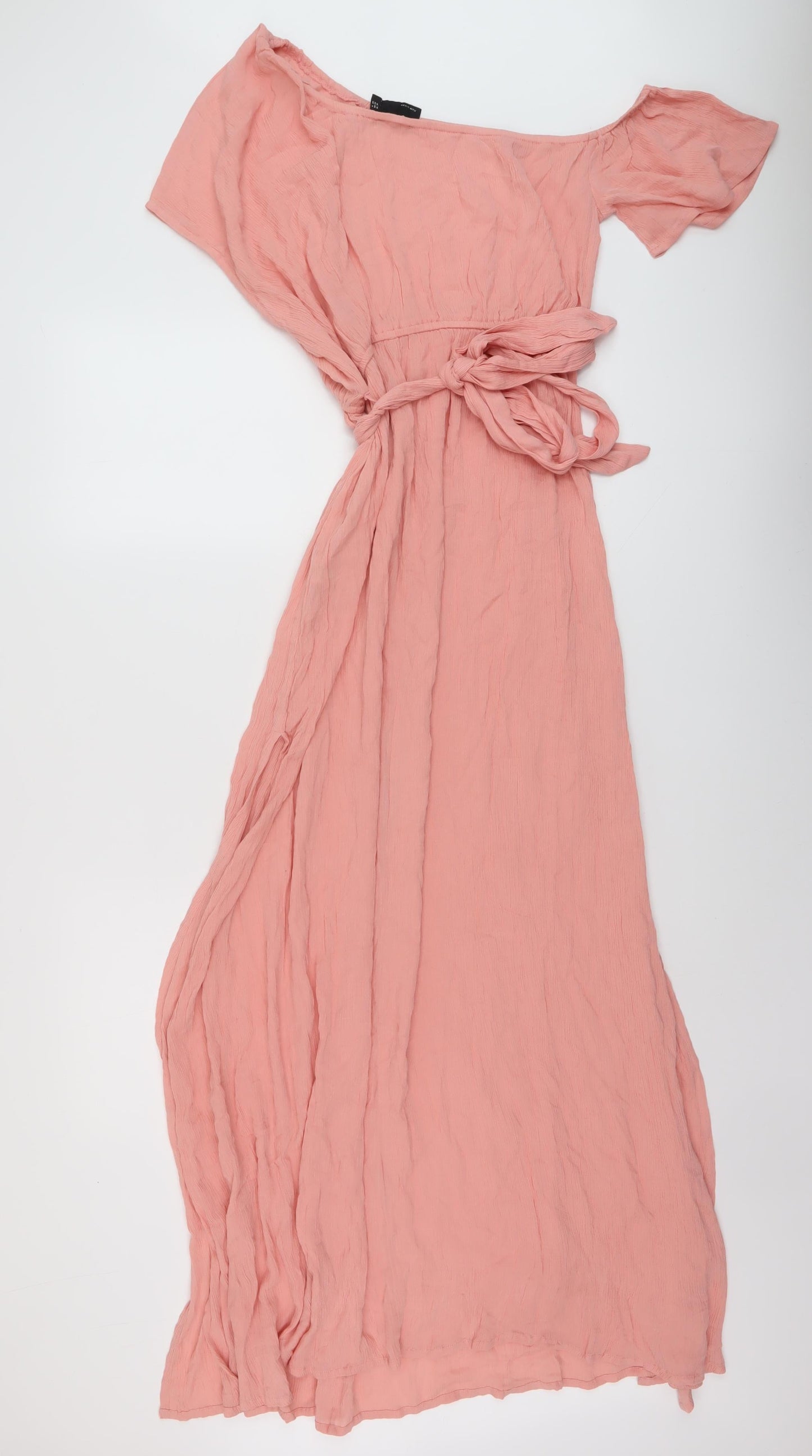 ASOS Womens Pink Viscose Maxi Size 10 One Shoulder Pullover