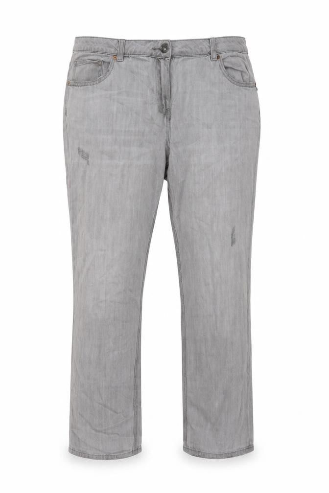 Next Womens Grey Cotton Straight Jeans Size 16 L27 in Regular Button