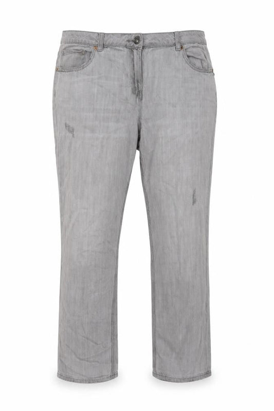 Next Womens Grey Cotton Straight Jeans Size 16 L27 in Regular Button