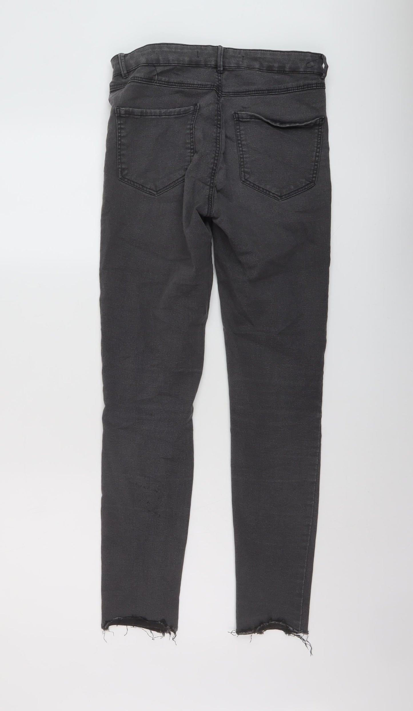 Zara Womens Grey Cotton Skinny Jeans Size XS L28 in Regular Button