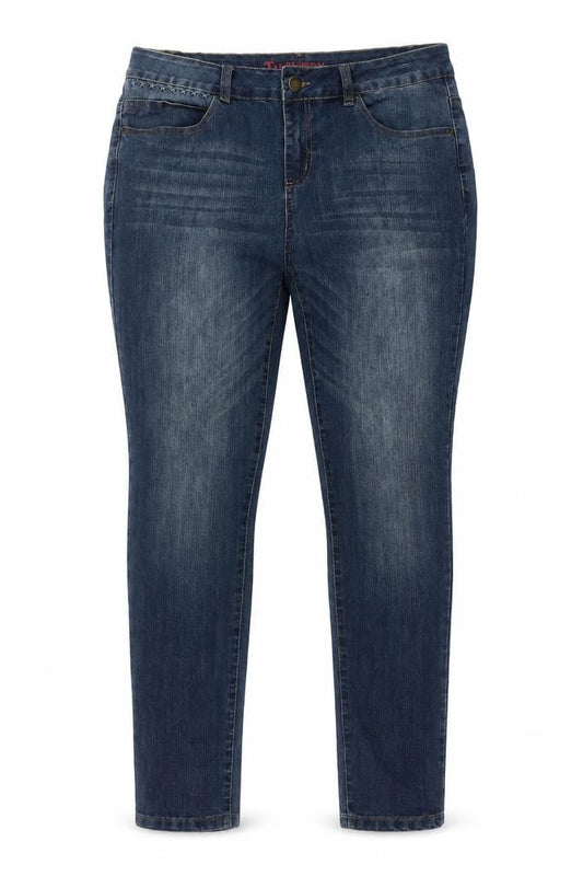 TU Womens Blue Cotton Skinny Jeans Size 14 L28 in Regular Button