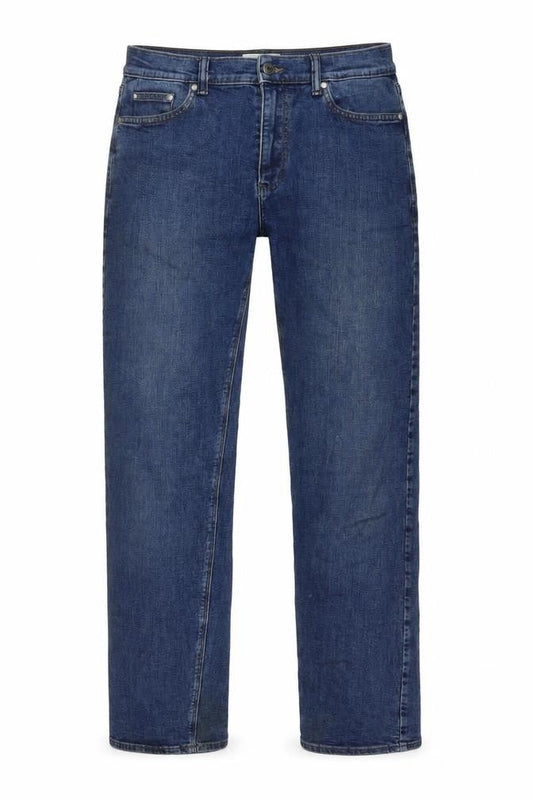 Marks & Spencer Mens Blue Cotton Straight Jeans Size 30 in L33 in Regular Button