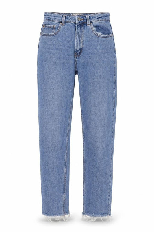 Denim & Co. Womens Blue Cotton Mom Jeans Size 8 L25 in Regular Button
