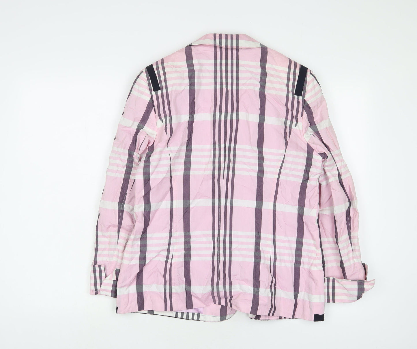 Basler Womens Pink Plaid Cotton Blazer Jacket Size 14