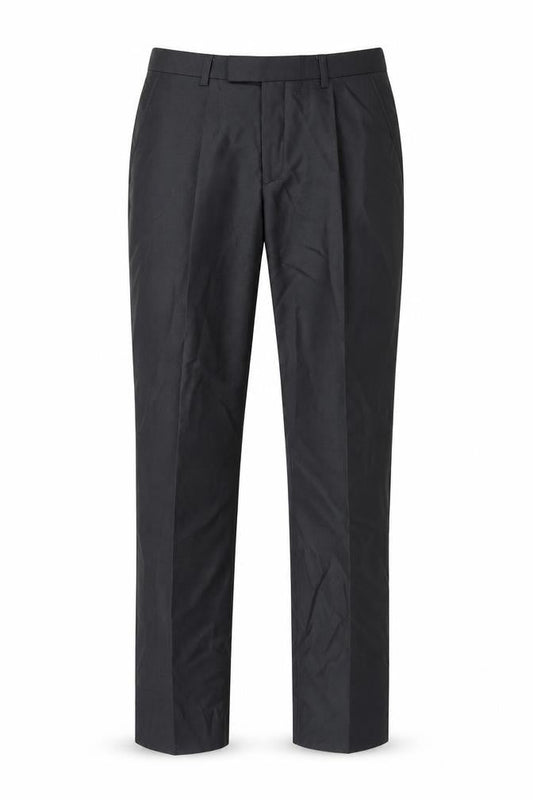 Greenwoods Mens Grey Polyester Trousers Size 32 in L31 in Slim Hook & Eye