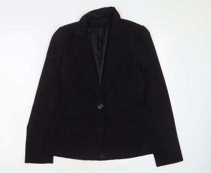 Topshop Womens Black Jacket Blazer Size 10 Button
