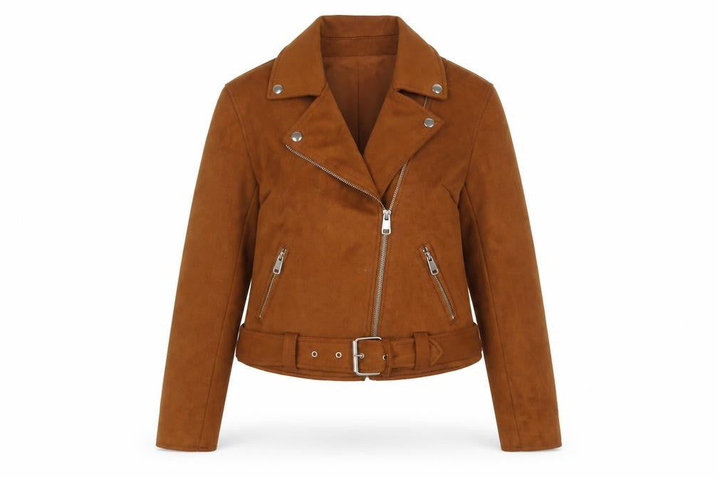 New Look Womens Brown Jacket Size 8 Zip - Belted