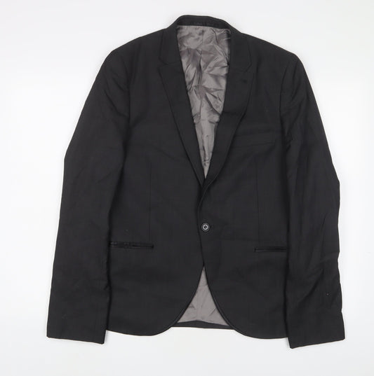 Topman Mens Grey Wool Jacket Suit Jacket Size 40 Regular