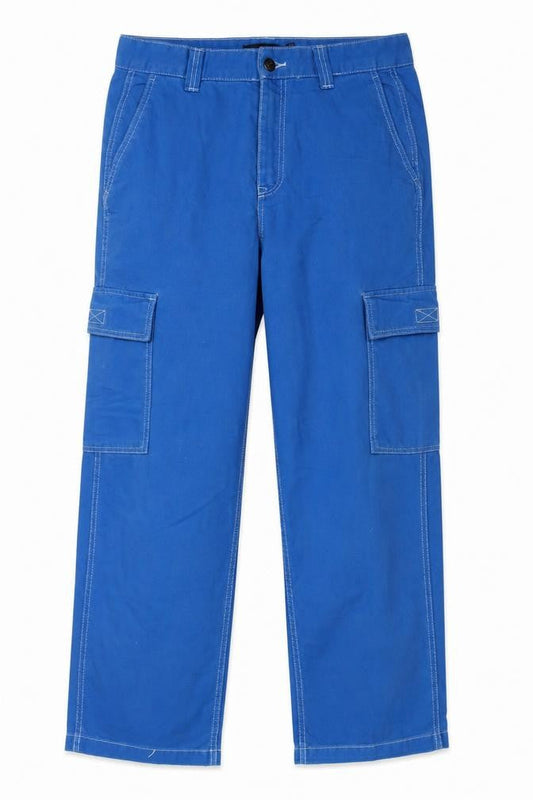 Bershka Womens Blue Cotton Wide-Leg Jeans Size 14 L30 in Regular Zip