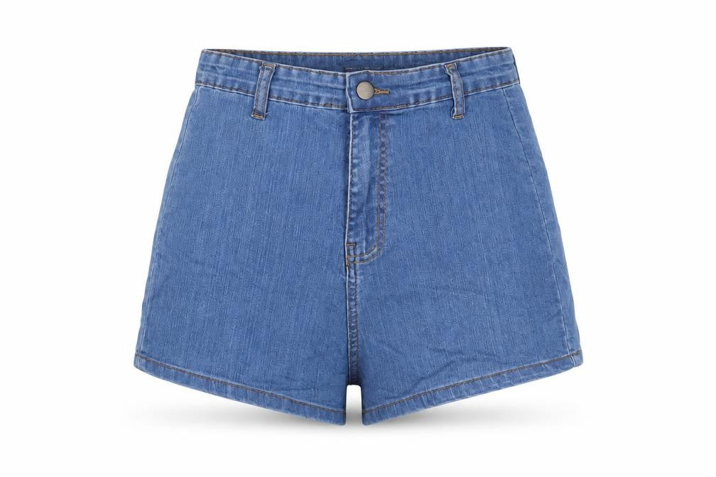 PRETTYLITTLETHING Womens Blue Cotton Basic Shorts Size 8 L3 in Regular Zip
