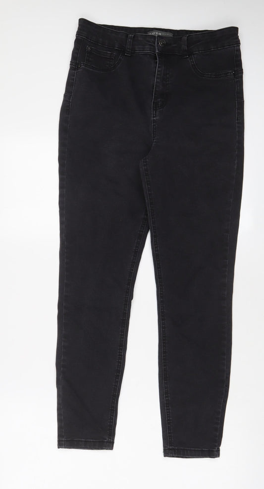 Denim & Co. Womens Grey Cotton Skinny Jeans Size 14 L28 in Regular Zip