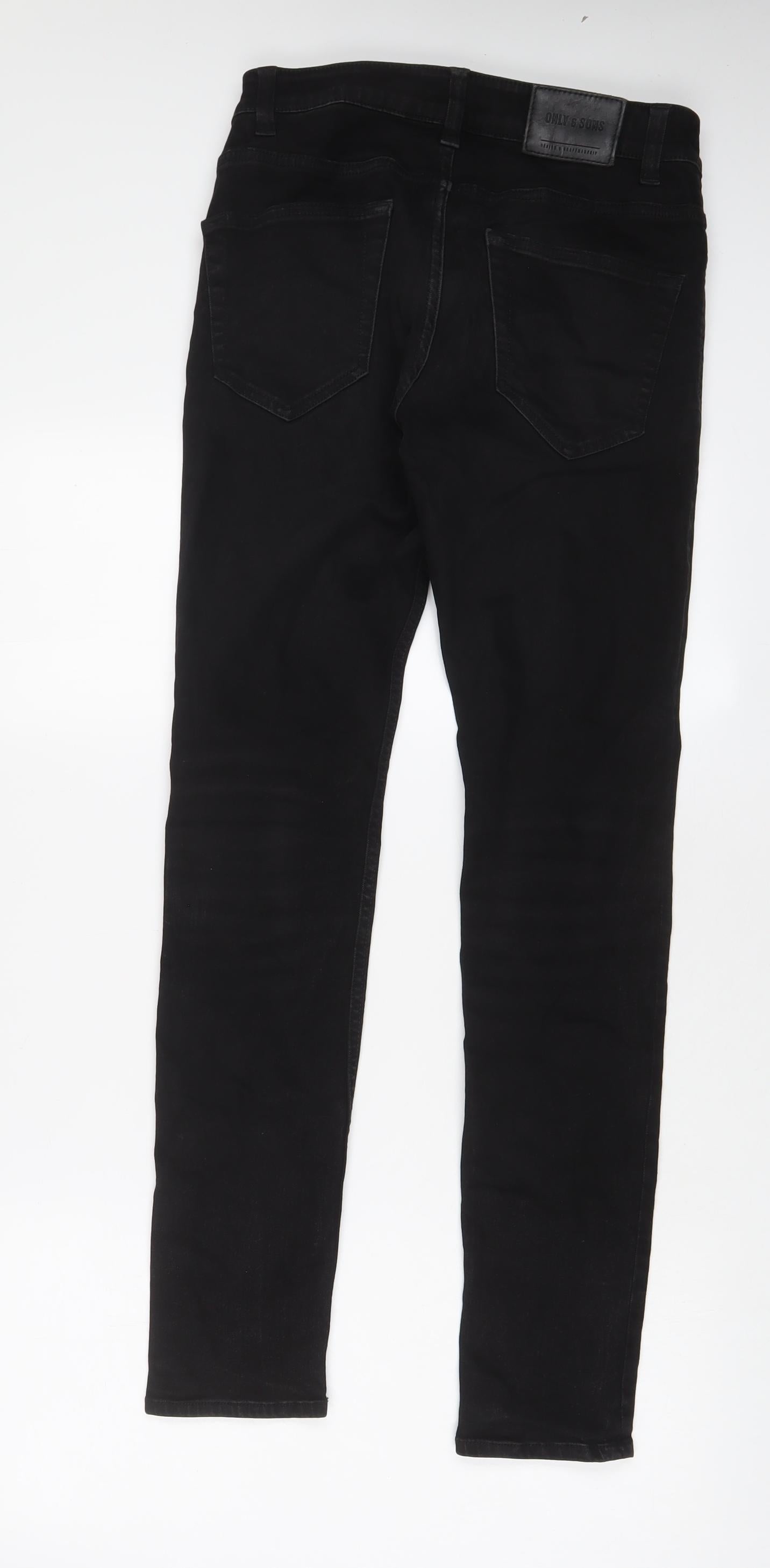 ONLY & SONS Mens Black Cotton Skinny Jeans Size 28 in L32 in Regular Button